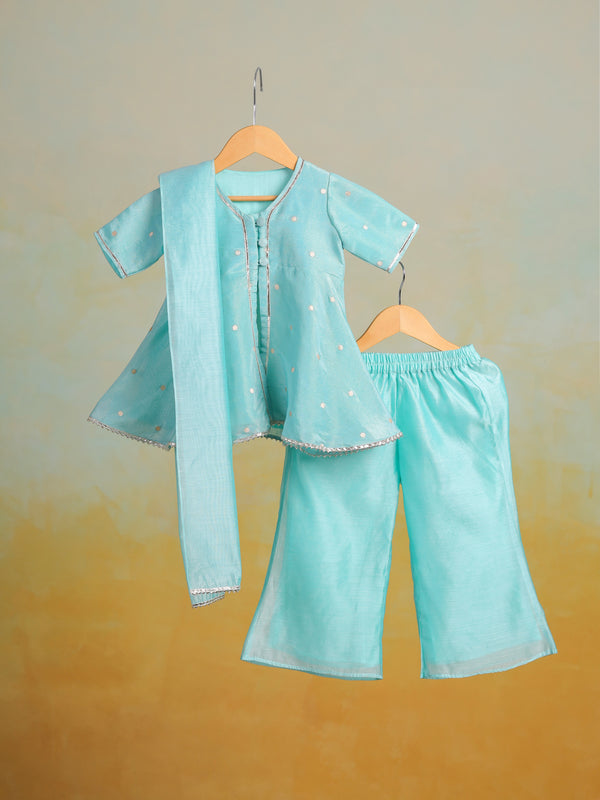 Blue Polka Kurti Set