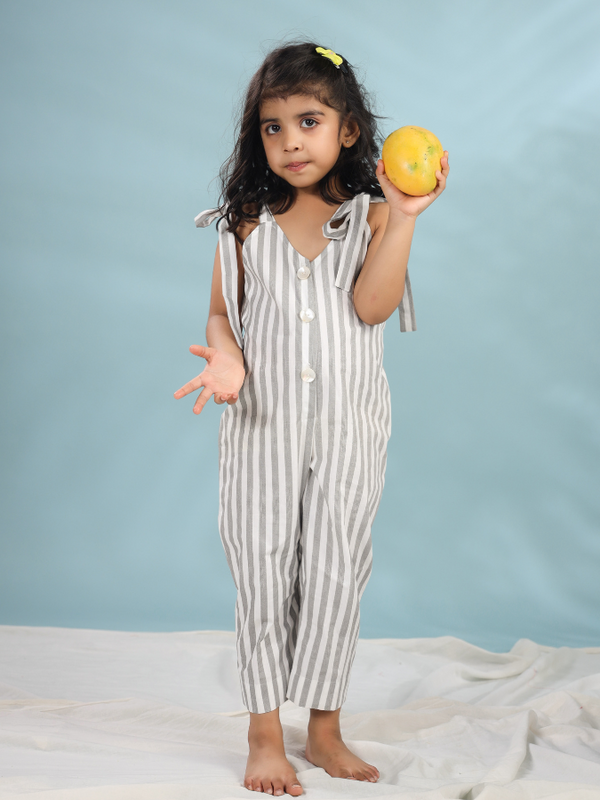 Shoulder Ties Stripes Jumpsuit