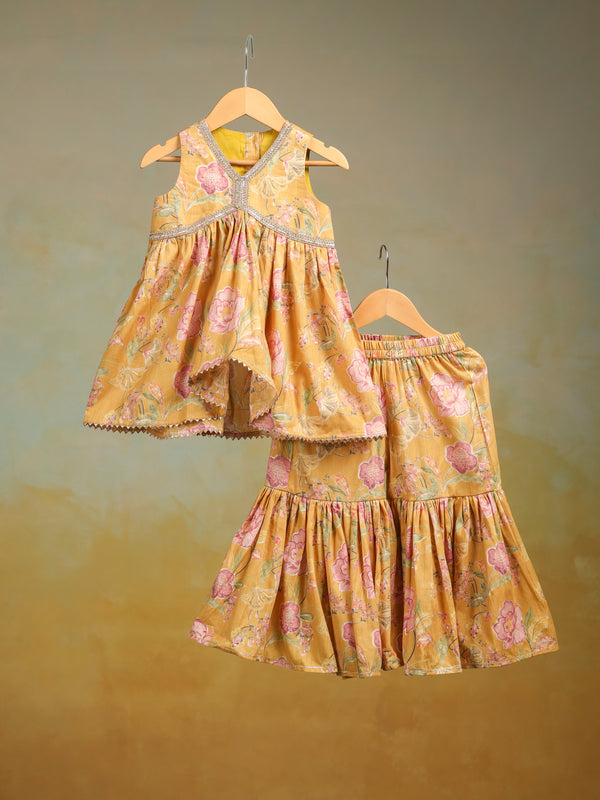 Yellow Floral Sharara Set